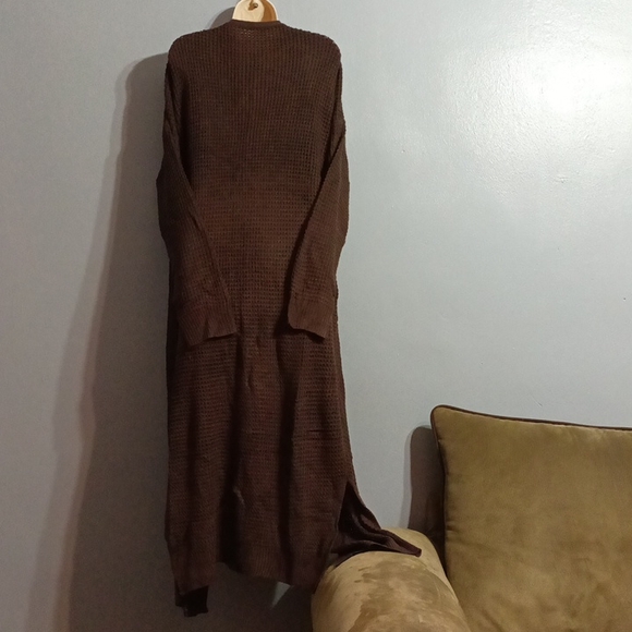 Shein Plus drop shoulder open front split hem cardigan 2xl - Picture 14 of 17